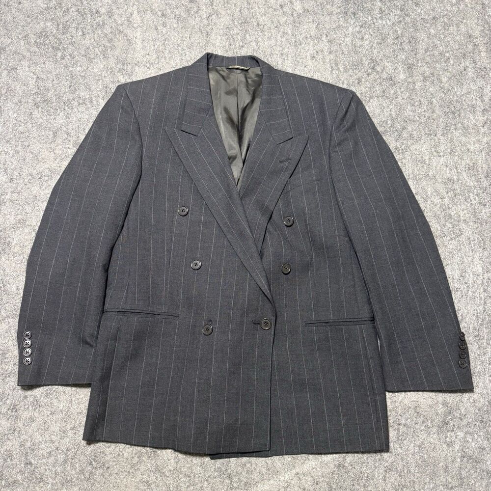 Christian Dior Monsieur Blazer Jacket Mens 40S Double Breasted Pinstripe